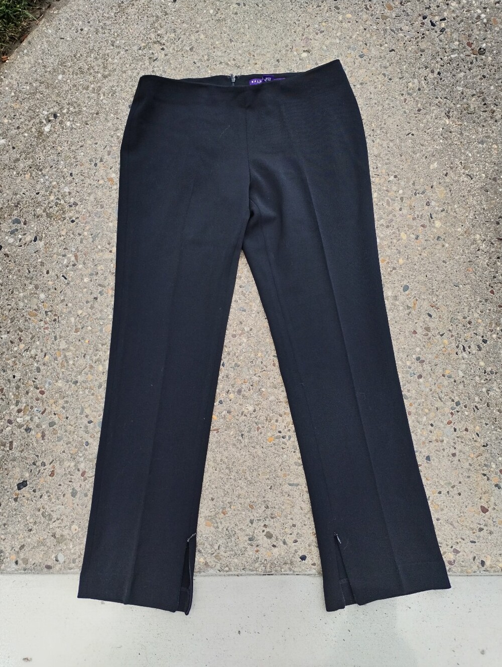 Ralph Lauren Purple Label Black Wool Dress Pants Women's Size 14 Made in USA Lux